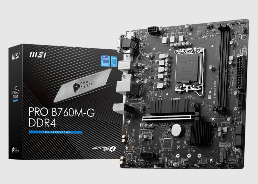  B760 m-ATX Motherboard: 1700 Socket For Intel 13th/12th Gen. Processors <br>2x DDR4, 4x SATA 6Gb/s, PCIe 4.0, 2x M.2 Gen4, USB 3.2, 2.5GbE LAN, Realtek ALC897 Audio, HDMI/DP/VGA  